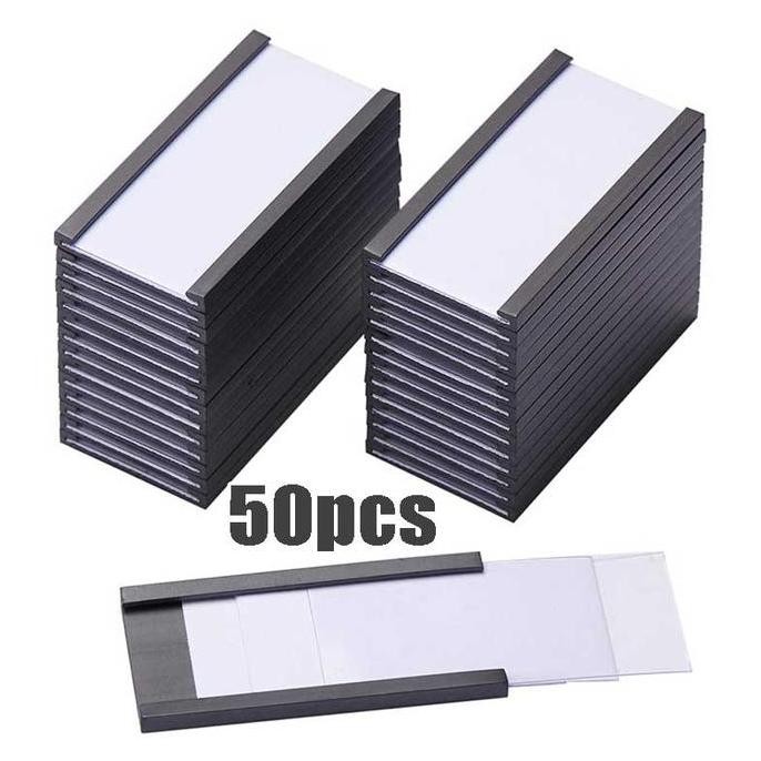 

TERMURAH - 50pcs 50x25mm 75x25mm 100x30mm Magnetic Label Holder Magnetik Label Harga Dirak Price Tag Magnetik