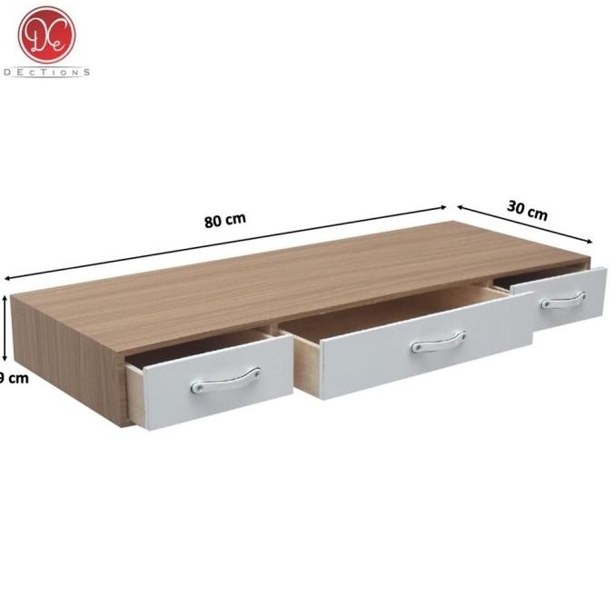 Dections Meja Laci Minimalis Gantung 80X30Cm Meja Rias Tempel Dinding 3 Penyimpanan Aesthetic New St