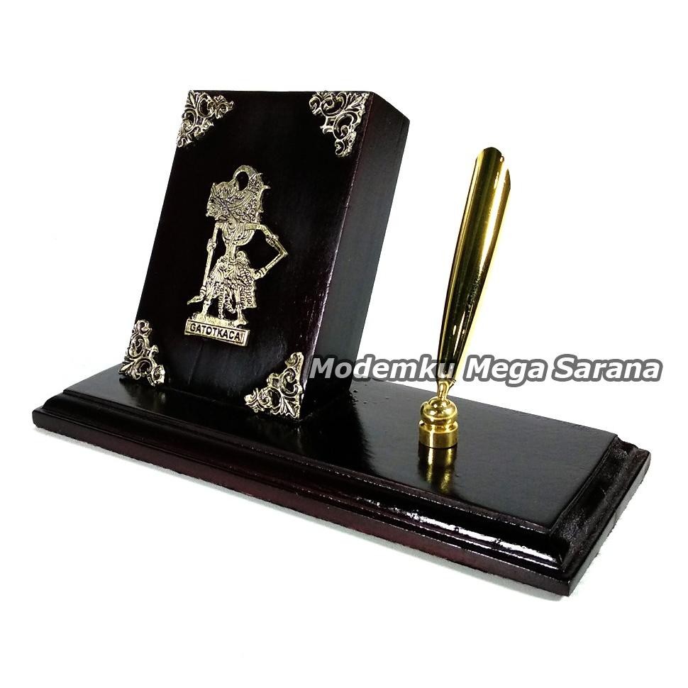 

It34 Tempat Bolpoin + Kartu Nama Kayu Wayang Bima Werkudara 16X7X12 Cm