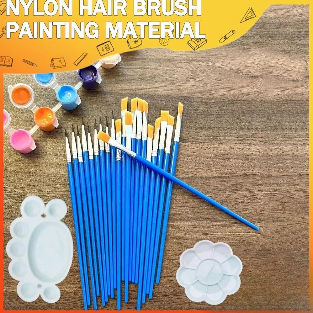 

redi Kuas Lukis Cat Air Paint Brush Nilon Ujung Pointed dan Flat / Kuas Kecil Lancip Datar Art Brush Cat Minyak Akrilik Acrylic Colour Set 6 Warna