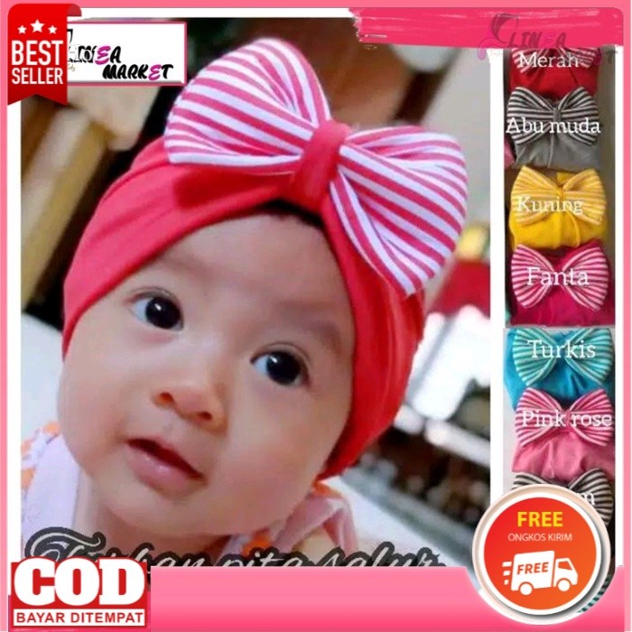 Turban Kids Anak Pita Salur Garis Penutup Kepala Bayi Ciput TUR-05