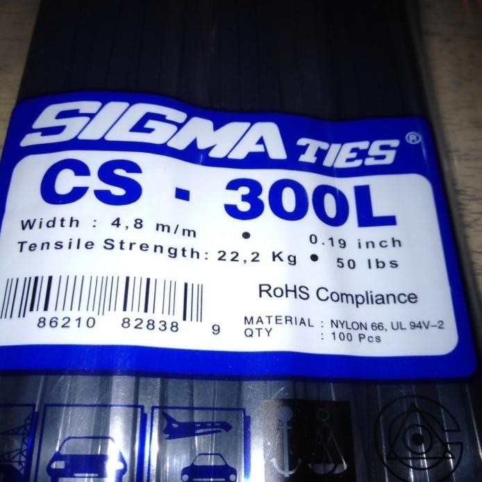 

new !!! KABEL TIES SIGMA CS-300L. WARNA PUTIH/HITAM murah
