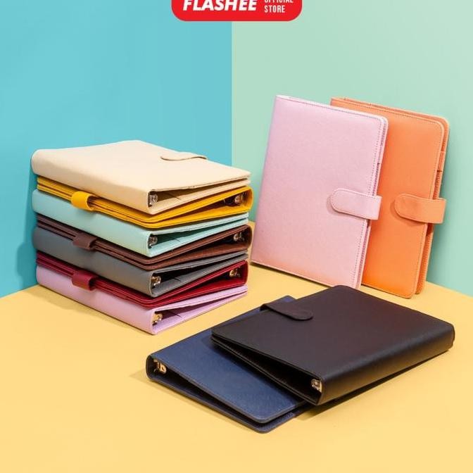 

new !!! Flashee Binder Polos Viral A5 20 Ring Agenda Kuliah Kulit Ada 6 Warna murah