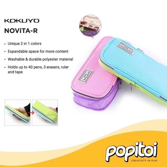 

TERMURAH - KOKUYO Novita-R Expandable Pencil Case Pastel Cookie Tempat Pensil Pen Kotak Lattice Jumbo