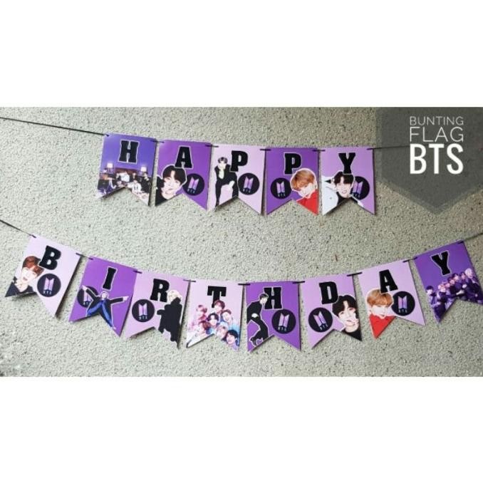 ready  banner flag bunting flag garland ulang tahun karakter BTS Korea bts murah