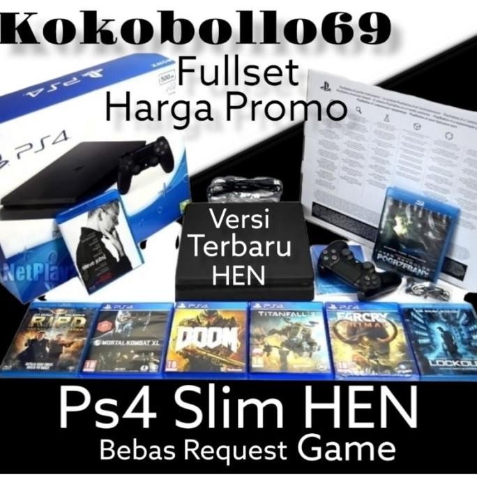 ps4 slim 22xx 1TB HEN versi terbaru 9.00 pes 2022+ 2 stik + FULL GAME murah