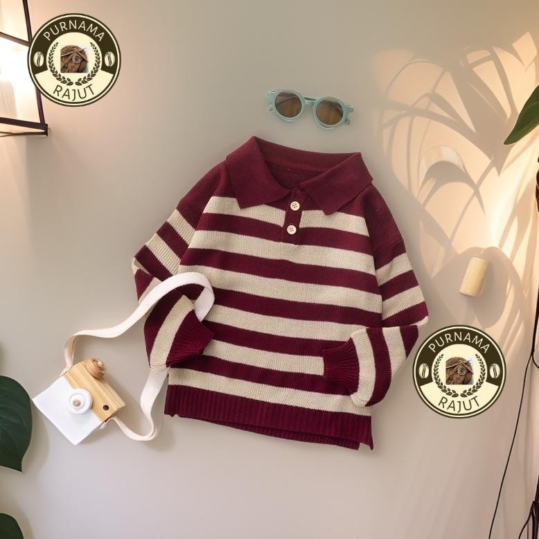 fgs-3 tru-63 Baju Rajut Couple Ibu Anak Perempuan Laki laki Sweater Couple keluarga Knit Stripe Pole