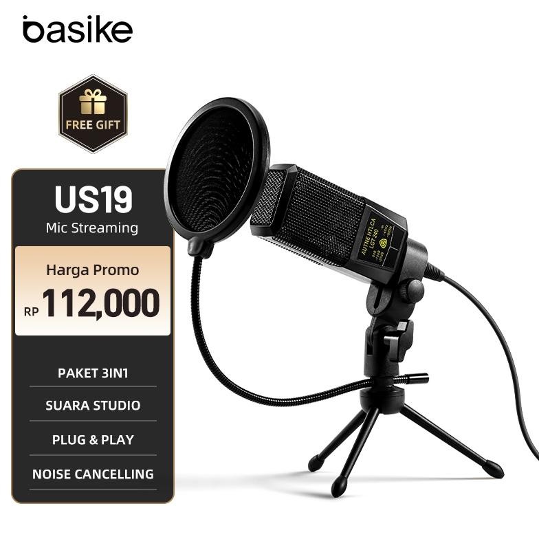 ready  Basike Mic Streaming Mikrofon Gaming Microphone Condenser Kabel Paket 3IN1 Suara Studio & Por