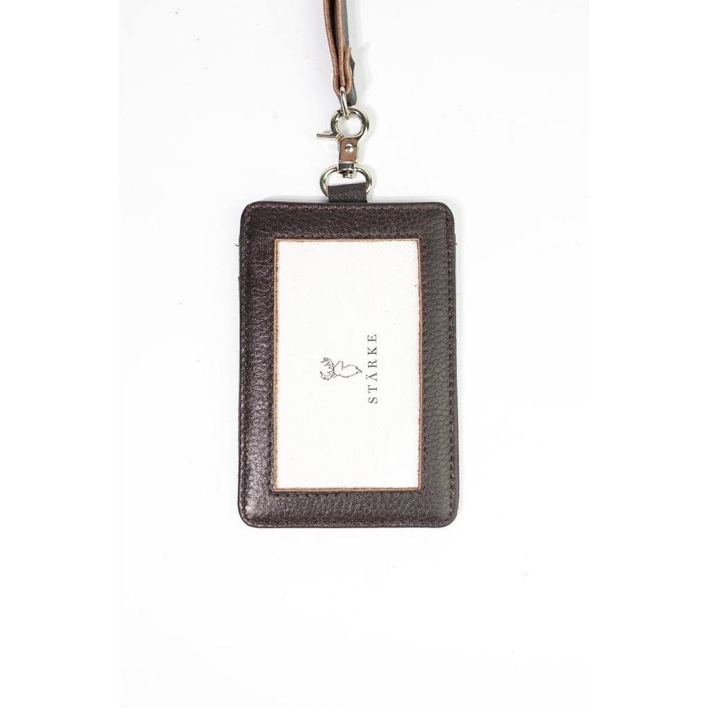 

new !!! Name Tag Lanyard ID Card Kulit Asli STARKE Hustle Hog Cokelat Tekstur murah