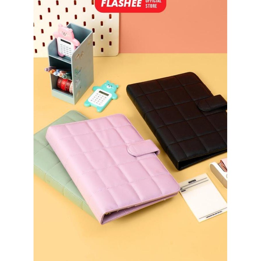 

new !!! Flashee Binder Polos Eksklusif A5 Puffy 20 Ring Buku Agenda Kulit Sintetis PU Leather Binder Polos Termurah murah