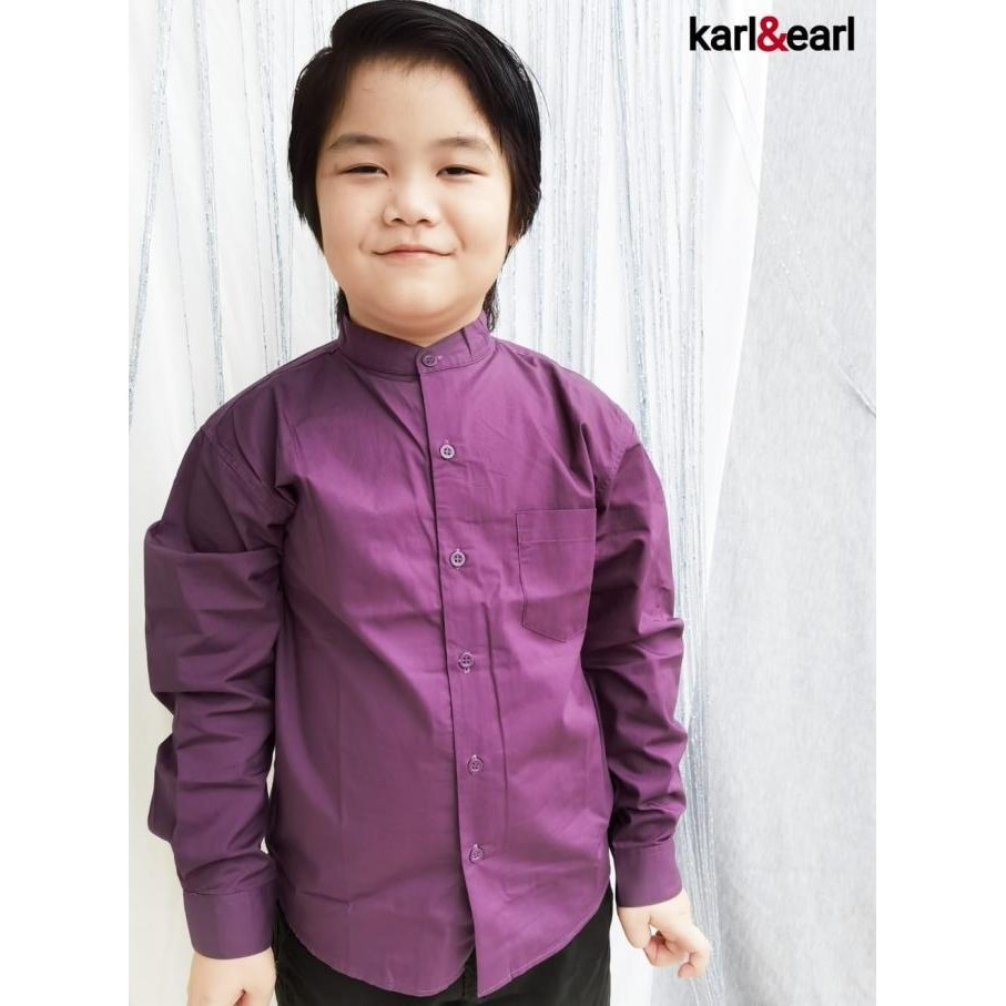 KARL&EARL KEMEJA ANAK DAN PAPA LENGAN PANJANG KOKO WARNA UNGU TUA