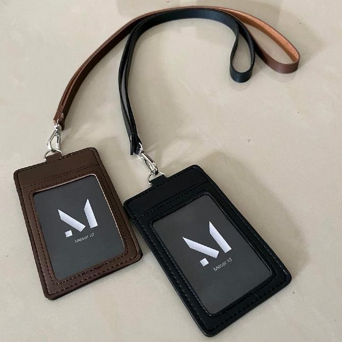 

new !!! Name Tag Holder Lanyard Id Card Kulit Sintetis 4 Slot Penyimpanan Kartu Tali murah
