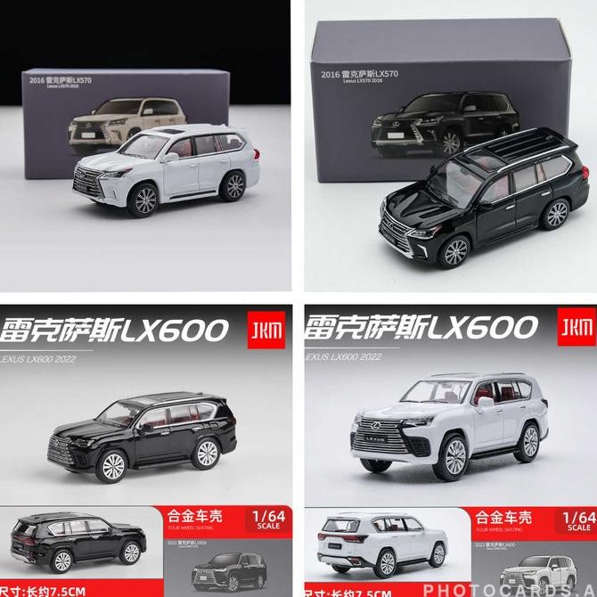 baru  JKM 1/64 Lexus LX570 LX600 Black White Diecast Mobil murah