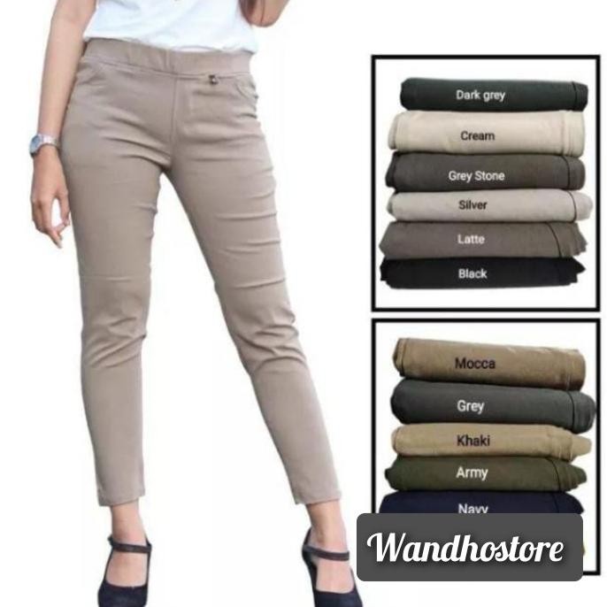 CELANA CHINOS PANJANG WANITA KATUN STRETCH BAHAN KATUN TWILL 40-100KG