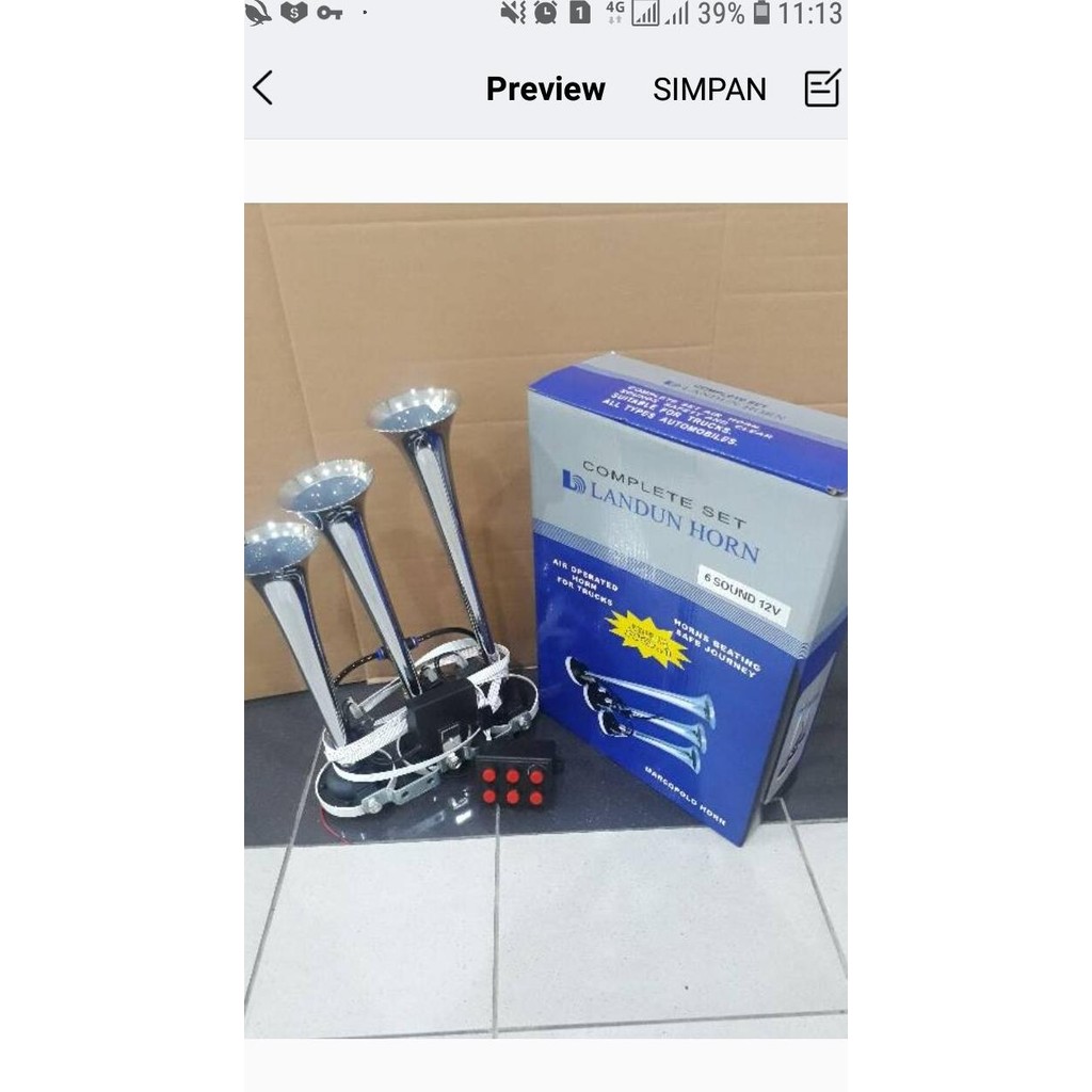 Paket Klakson Telolet 3 corong 6 Tombol 12/24 volt.