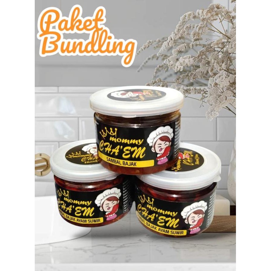 

Paket 3 Sambel Kemasan 130gr / Sambal Mommy Cha'em Makanan Ayam Cumi Saos H85