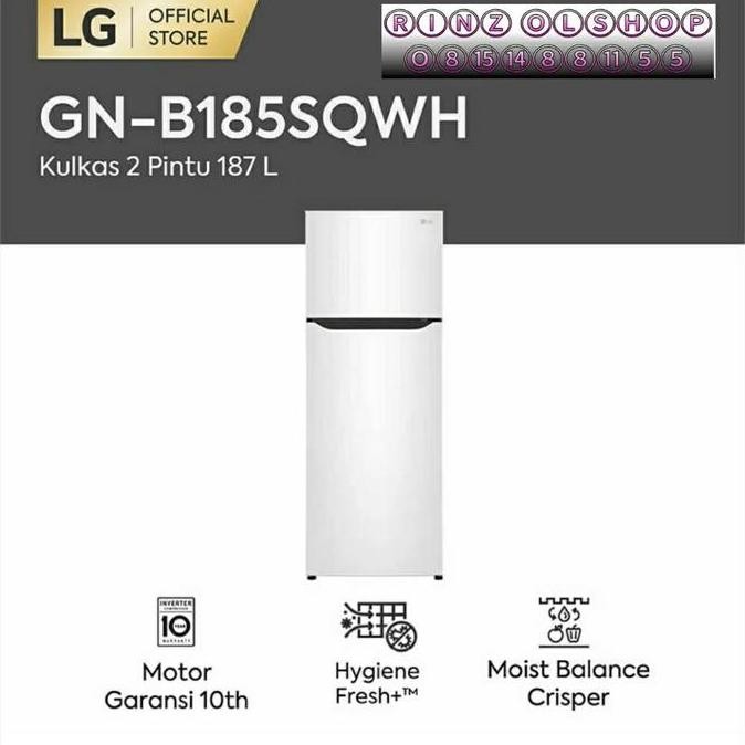 kulkas lg gn-b185sqwh inverter linear 2 pintu