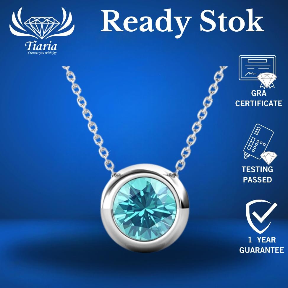 ready kalung - 9k white gold and anti alergic coated silver colored with stone color: white moissani