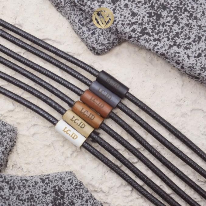 

*FL* Lanyard Leather Custom Nama - Lanyard kulit Grafir - Kalung Name Tag edf-62