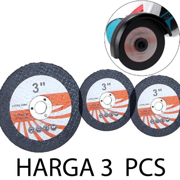 Produk Terbaik] 3 PCS Mata Batu Potong Gerinda Cordless Pemotong Besi Steel Metal Cutting Wheel 3"