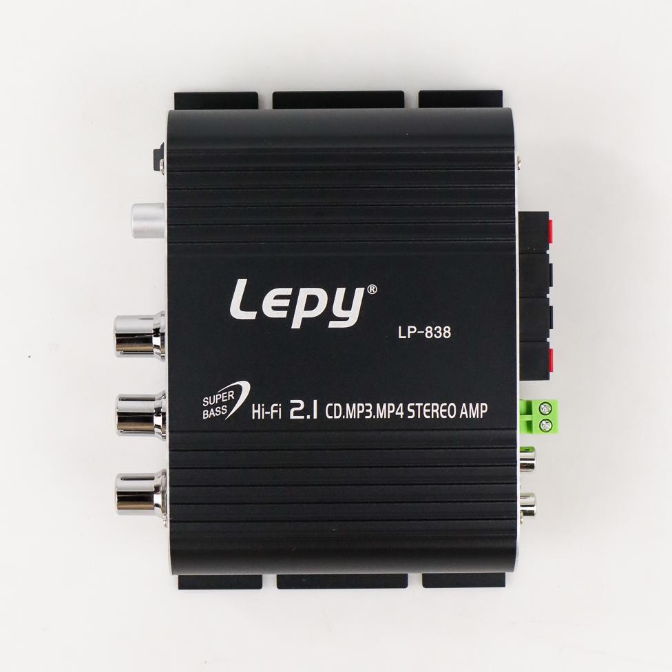 HIFI STEREO AMPLIFIER TREBLE BASS BOOSTER - LP-838 - BLACK MINI HIFI STEREO AMPLIFIER TREBLE BASS BO