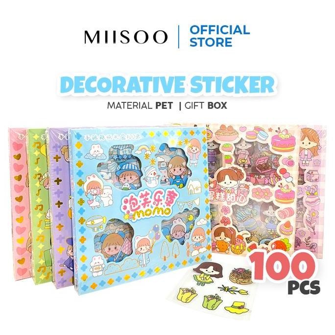 

SALE! MIISOO STIKER SET MOTIF KARTUN KOREA LUCU ANTI AIR DEKORASI HANDBOOK SCRAPBOOK STICKER DIY STICKER BUKU AESTHETIC WATERPROOF / BOX ISI 100 LEMBAR STICKER HADIAH ALAT DEKORASI KERTAS