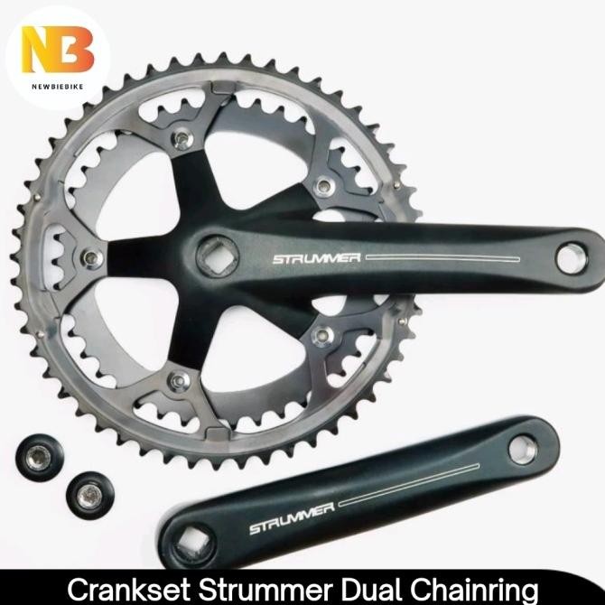 New|Ready|Original Crankset Crank Set Strummer Crank Sepeda Balap Dual Chainring 52-42t & 53-39t cra