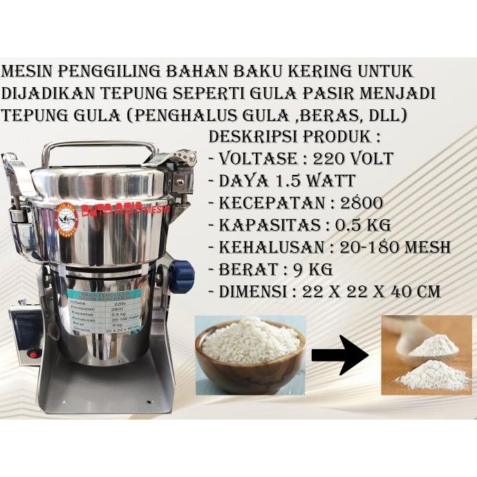

Terlaris Mesin Penepung U/ Giling Bahan Baku Tepung (Penghalus Gula,Beras)