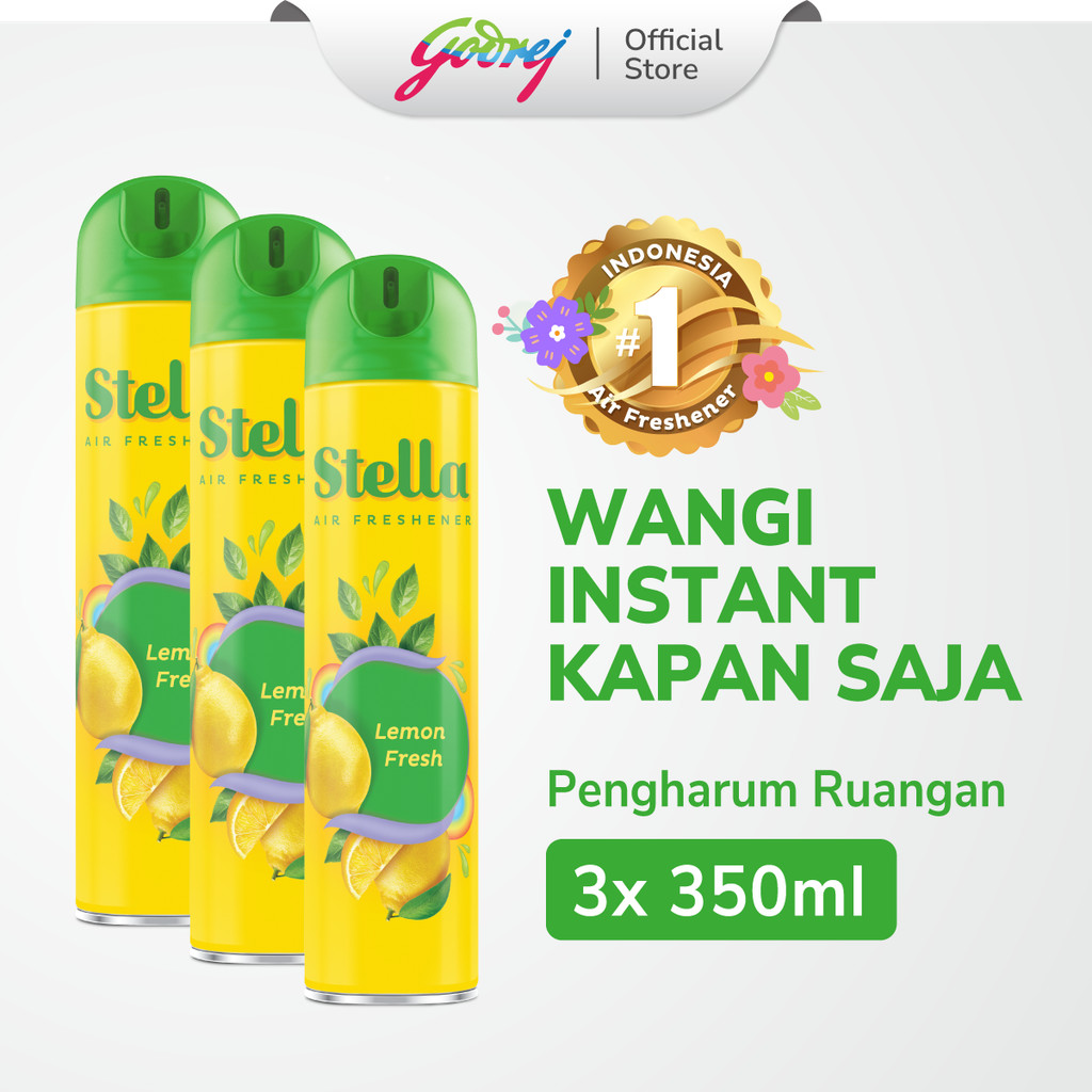 Stella Aerosol Lemon 350ml - Pengharum Ruangan x 3