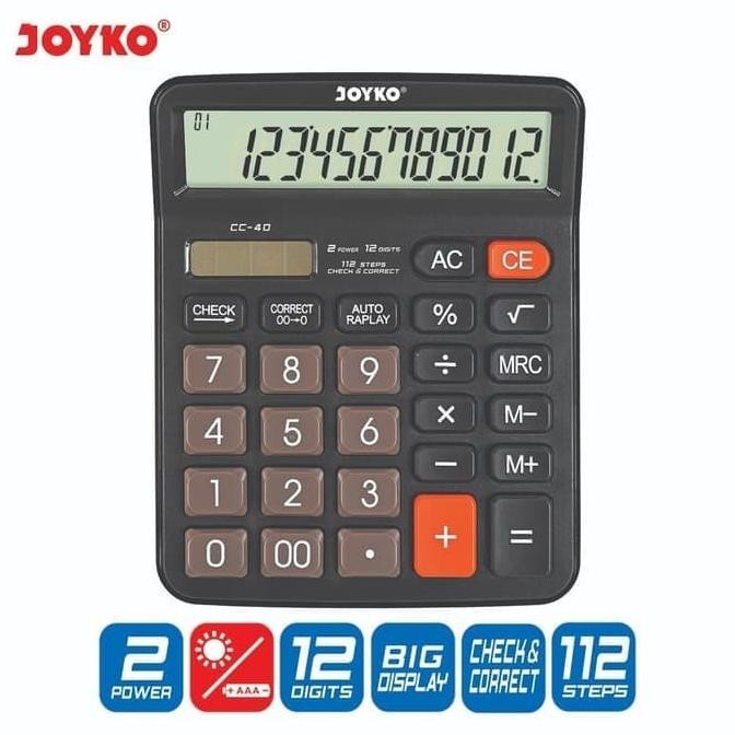

h-4 fb-4 JOYKO CC-40 KALKULATOR CHECK CORRECT 12 DIGIT -CALCULATOR DESKTOP CC40 Original Termurah