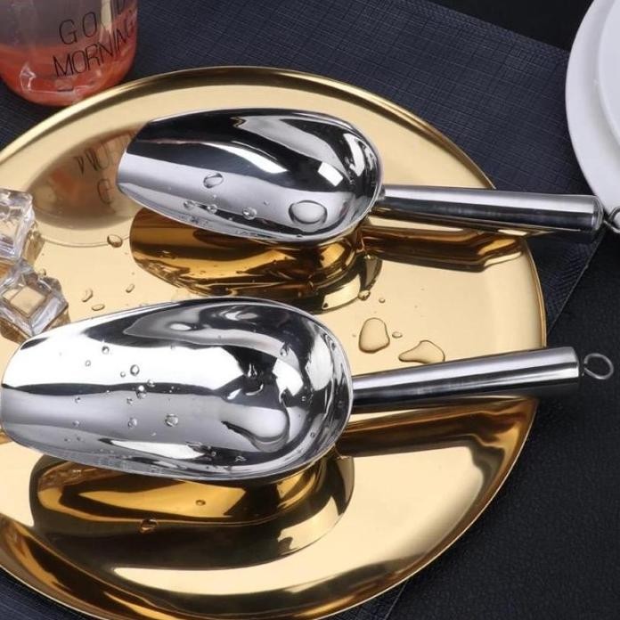 

Terlaris Es Sekop Stainless Steel Bahan Tebal / Ice Shovel Scoop / Sekop Es Batu Beras Tepung Kedelai