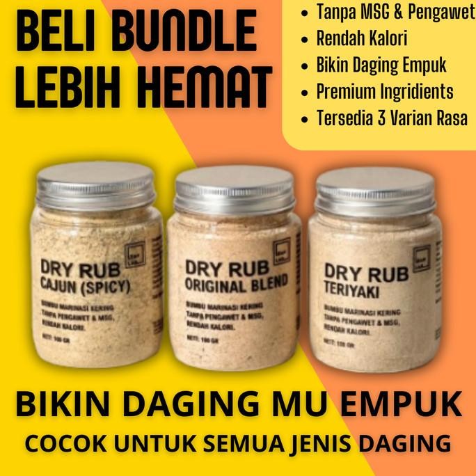 

Bumbu Marinasi & Masak Serbaguna Lean Lab Dry Rub untuk Daging Sapi Ayam Udang Ikan Mengempukkan, Lezat Tanpa MSG & Pengawet Rendah Kalori Sehat Varian Teriyaki, Original, Cajun (Spicy), Vegan-Friendly