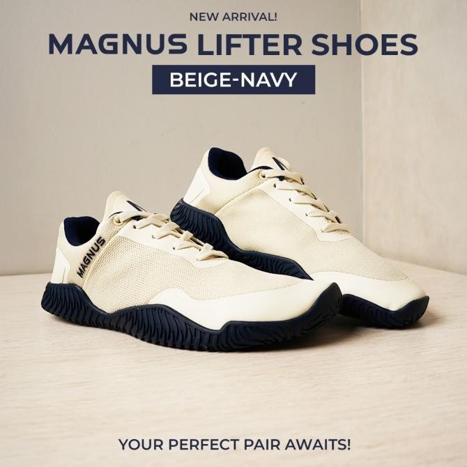Magnus Lifting Shoes Beige Navy (Deadlift Shoes / Flat Shoes)