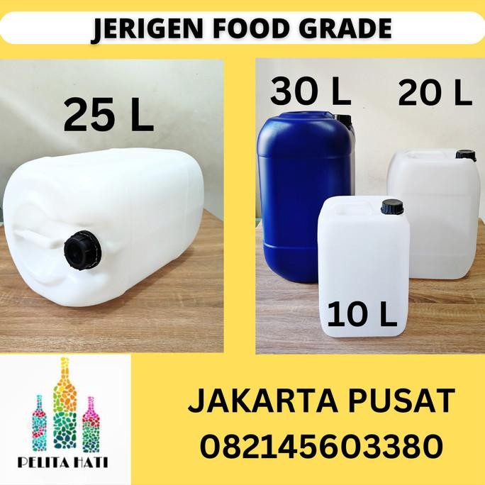 new JERIGEN PLASTIK FOOD GRADE UKURAN 10 18 20 25 30 LITER BARU SEGEL
