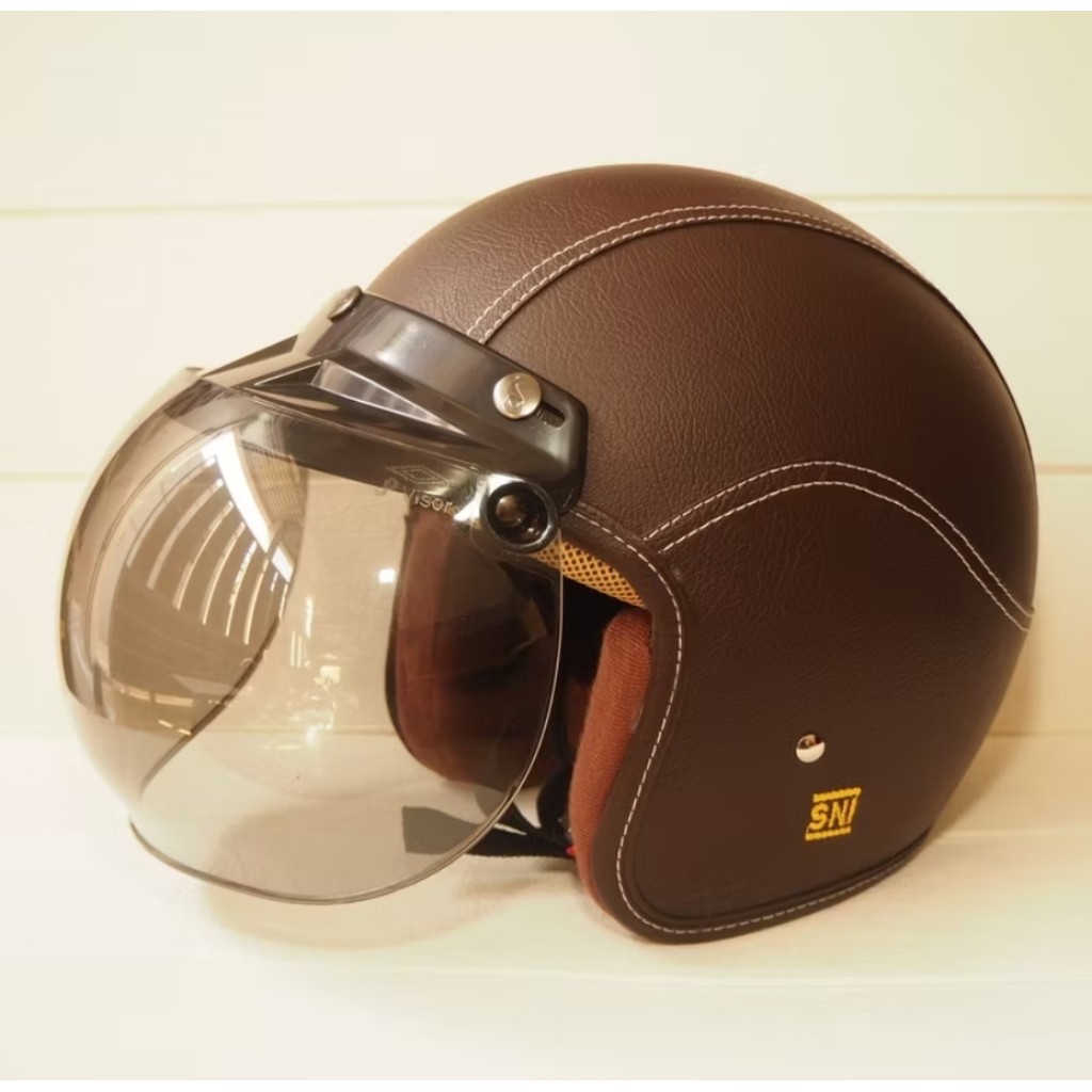 Helm retro Classic kulit Gaya Retro untuk Pria & Wanita