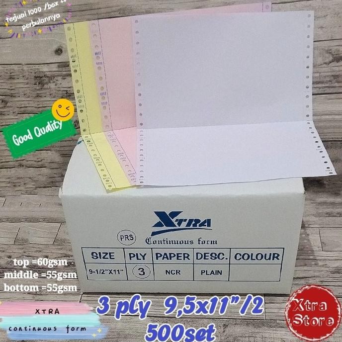 

TERBARU - kertas 3ply continous form 9.5x11"/2 500set