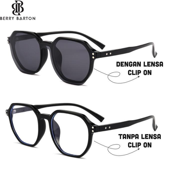 Murah Kacamata Clip On Geometric Anti Radiasi Lensa Minus Pria/Wanita 82103 Non COD
