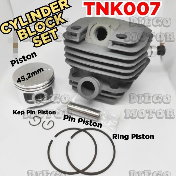 Tnk 007 Cylinder Blok Assy Mesin Chainsaw Senso Mini 2Tak New Stok