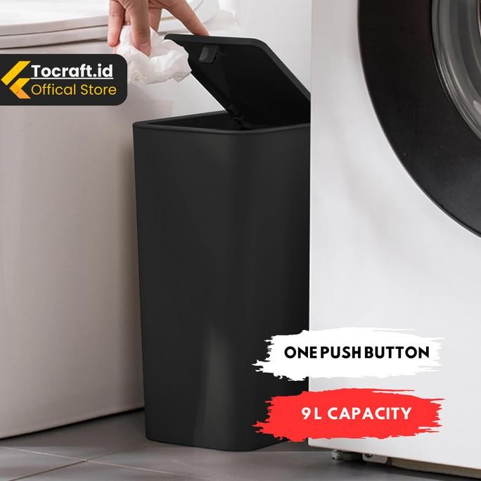 Tcid Tempat Sampah Aesthetic Minimalis Hitam 10 Liter Hitam  Plastik