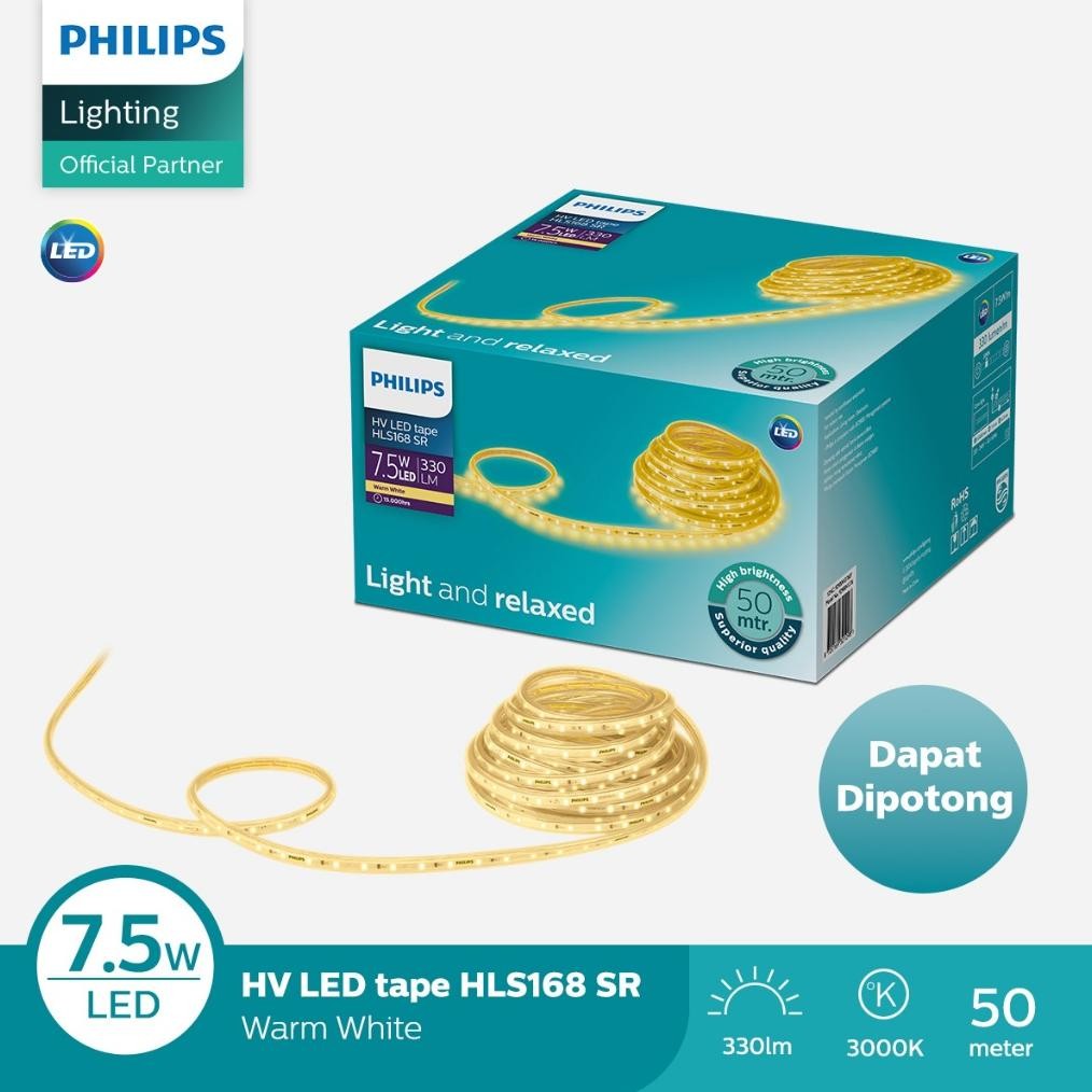WAGI Lampu Philips LED Strip HLS168 7,5W/M 50M 3000K Kuning
