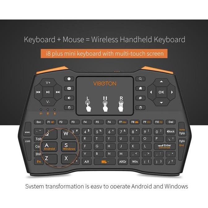 VIBOTON i8 Plus Handheld Wireless Keyboard Mouse Touch Berkualitas
