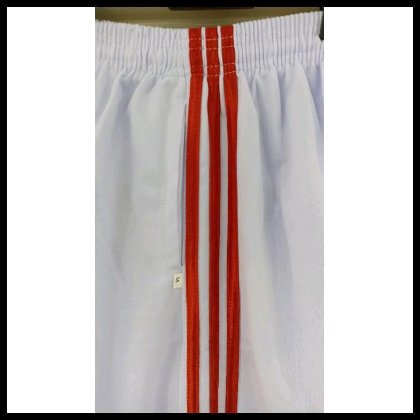 CELANA TRAINING PUTIH GARIS MERAH/TRAINING DEWASA PRIA/WANITA MLXLXXL