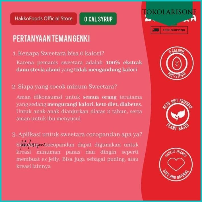 

SWEETARA SIRUP COCOPANDAN | SIRUP STEVIA ZERO CALORIE 200 ML / 630 ML BY HAKKOFOODS