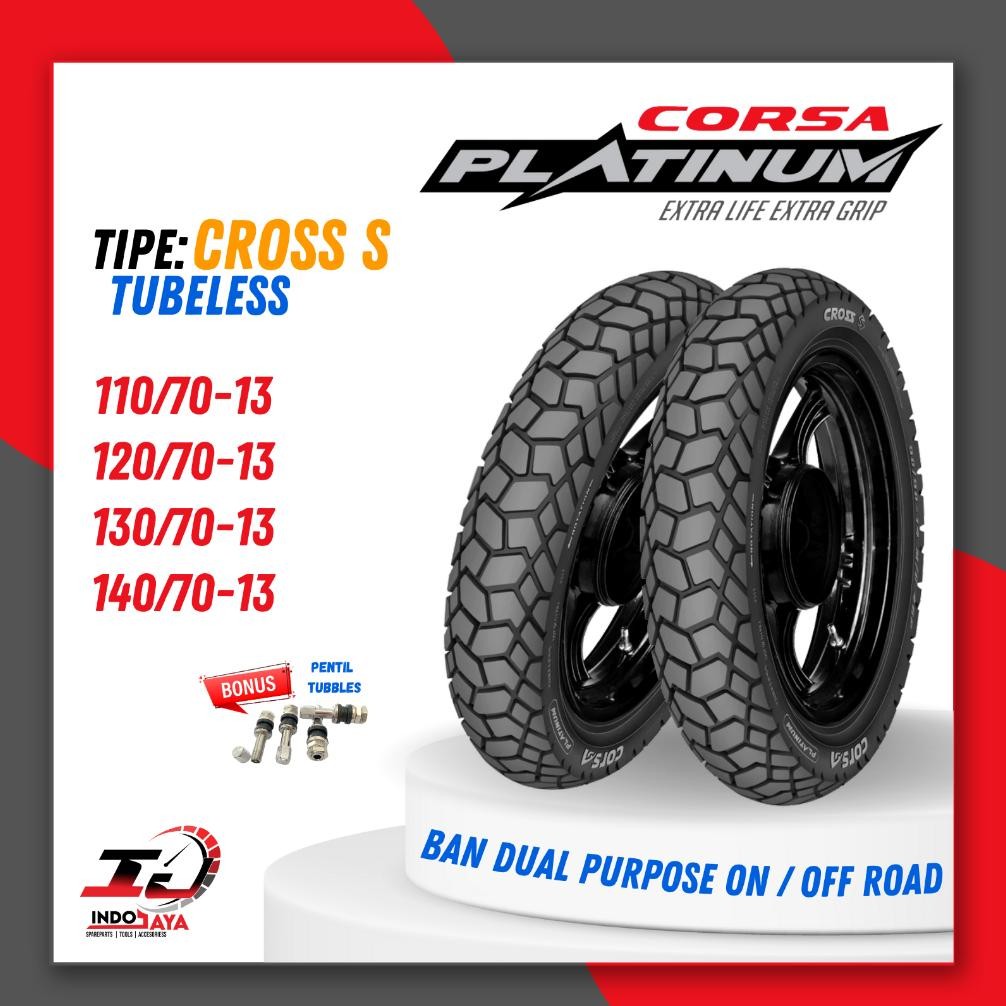 [BAYAR DI TEMPAT] BAN CORSA TUBELESS PLATINUM CROSS S RING 13 / BAN LUAR CROSS-S RING 13 (110/70-13 