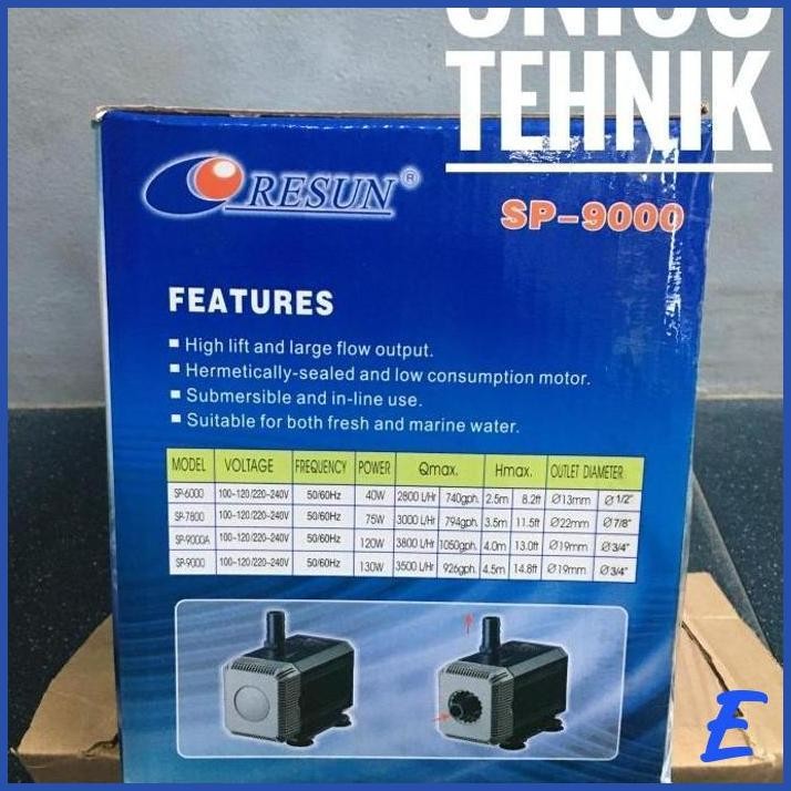 | SPT | POMPA AIR RESUN SP 9000 / SUBMERSIBLE PUMP RESUN SP-9000 POMPA AQUARIU