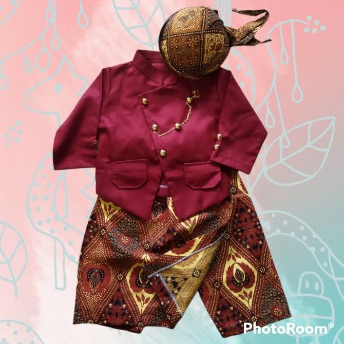 setelan beskap bayi dan anak- beskap NEWBORN surjan & blangkon SRA