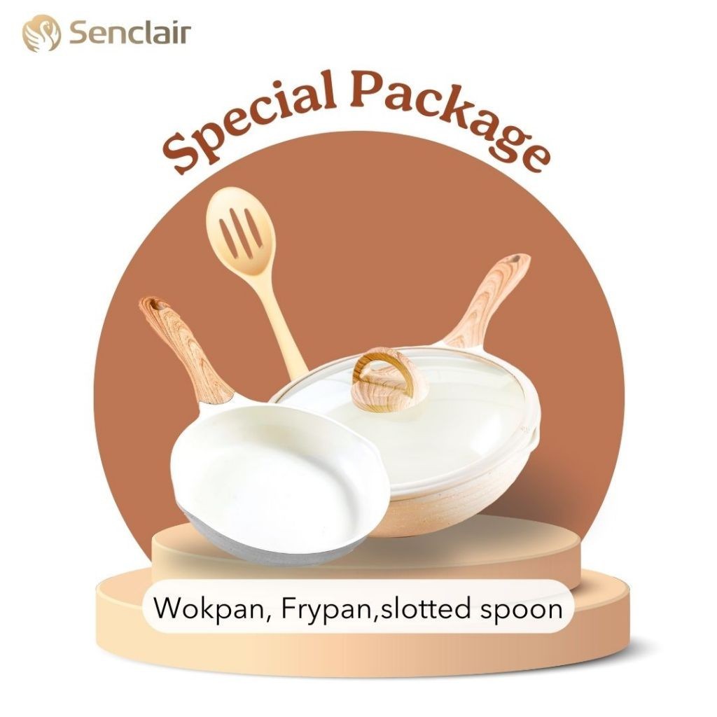 SENCLAIR SET ALAT MASAK ANTI LENGKET EVE CERAMIC SPECIAL PACKAGE 1 Wokpan, Frypan 1 Set Ceramic Cook