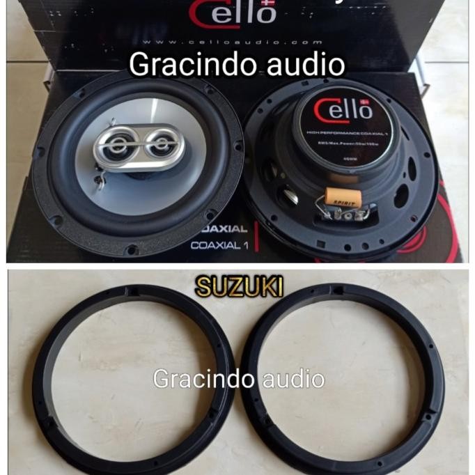 New Speaker Coaxial 3way Cello + Ring + Kabel Soket PNP Suzuki Ertiga