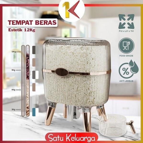 

Terlaris Sk-C841 Dispenser Beras 12Kg Tempat Beras Estetik / Kotak Penyimpanan Makanan Kacang Tepung / Wadah Beras Rice Box Storage Perlengkapan Dapur