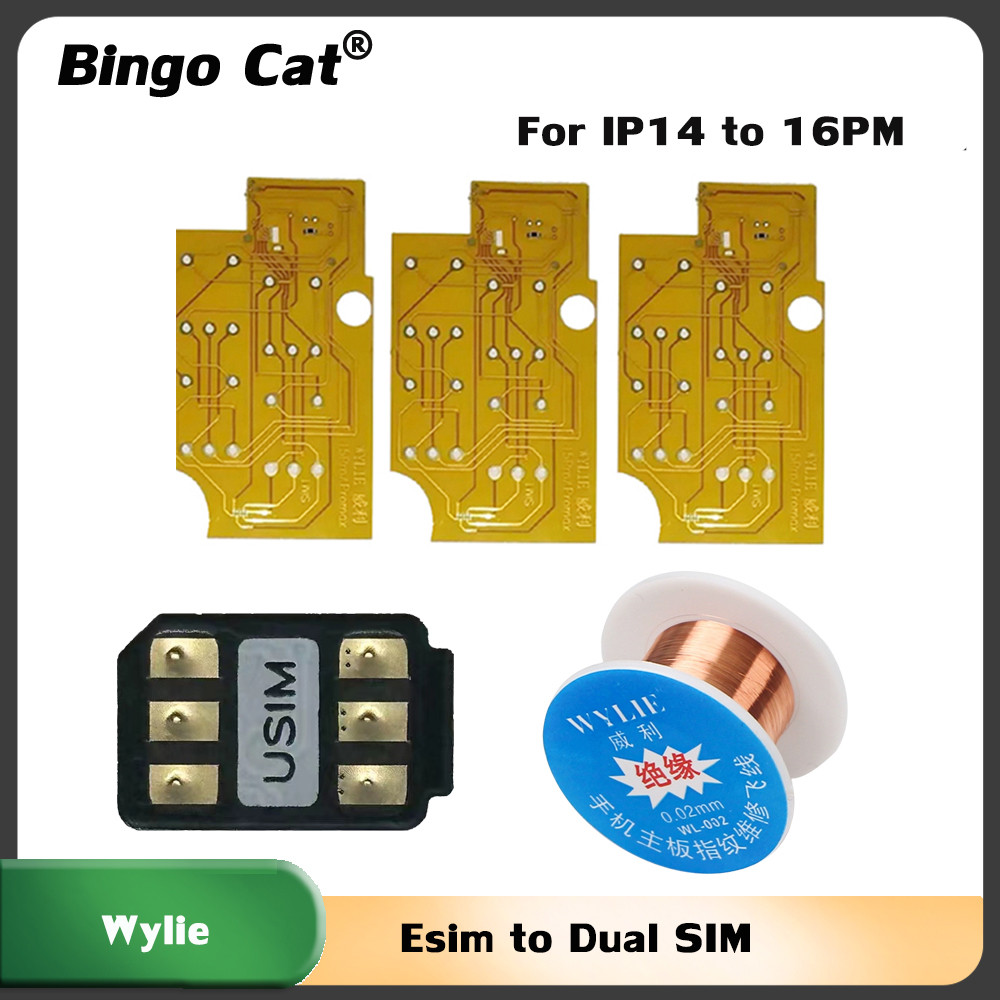 

WYLIE 5pc Kabel Built-in Tunggal Ke Ganda untuk iPhone 14pro 16 15 14 pro max Esim ke Dual SIM Tidak